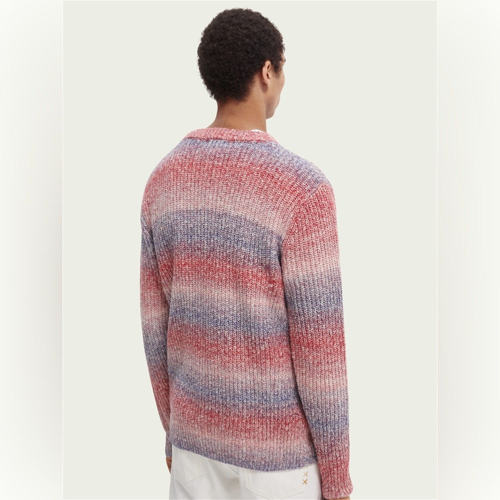 Scotch & Soda Gradient Cotton-Blend Crewneck Sweater in Blue Combo Size L NWT - Picture 3 of 16
